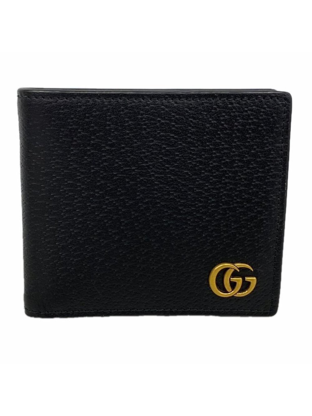 Gucci Wallet GG Marmont Leather Black Gold